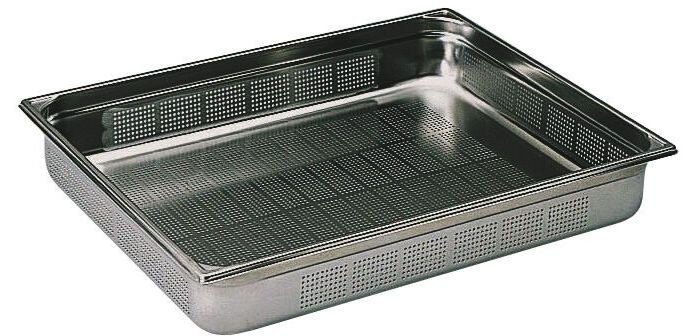 bac gastronorme perforé inox - sans anse - GN 2/1 profondeur 10 cm