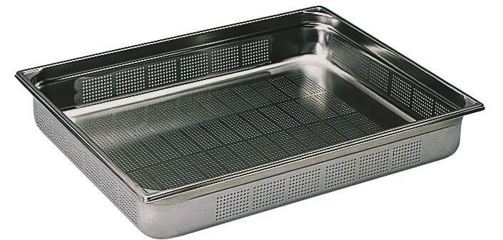 bac gastronorme perforé inox - sans anse - GN 2/1 profondeur 10 cm