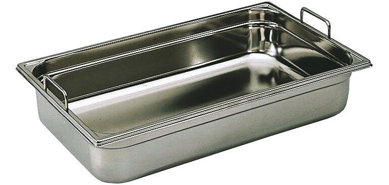 bac gastronorme plein inox - avec anses fixes - GN 1/1 profondeur 15 cm