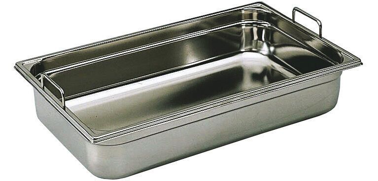 bac gastronorme plein inox - avec anses fixes - GN 1/1 profondeur 10 cm
