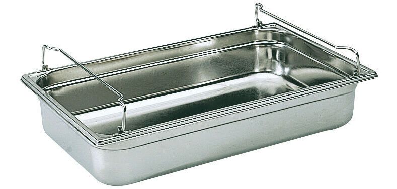 bac gastronorme plein inox - avec anses panier - GN 1/1 profondeur 15 cm