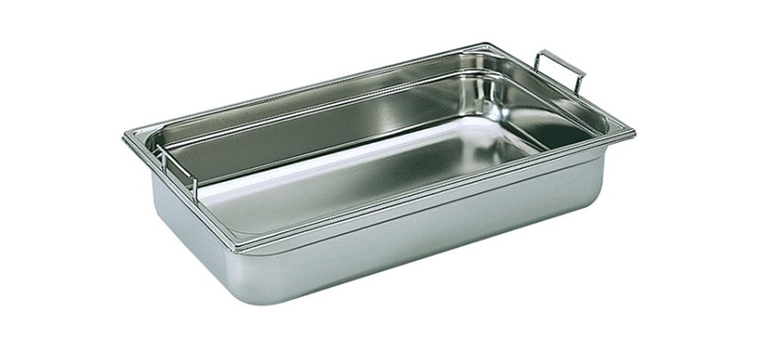 bac gastronorme plein inox - avec anses escamotables - GN 1/1 profondeur 10 cm