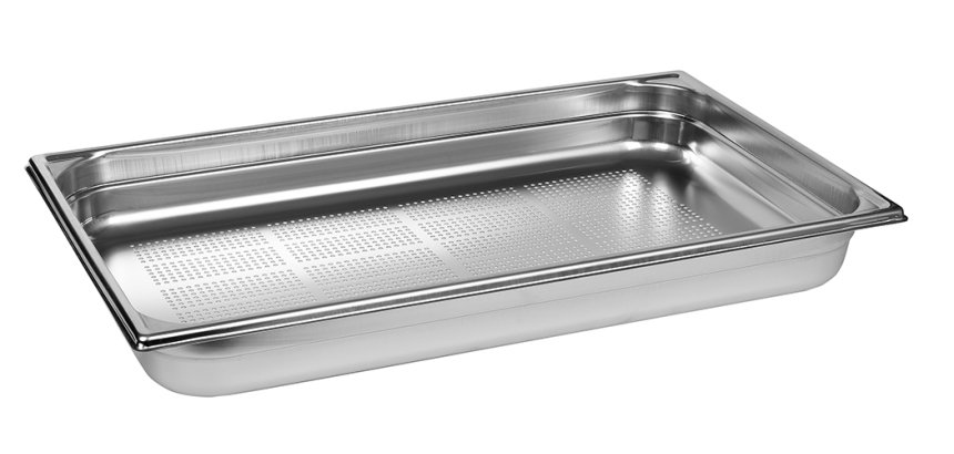 bac gastronorme perforé inox - sans anse - GN 1/1 profondeur 6.5 cm