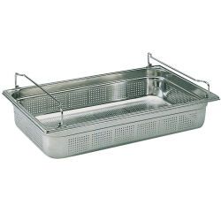 bac gastronorme perforé inox - avec anses panier - GN 1/1 profondeur 15 cm