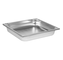 bac gastronorme perforé inox - sans anse - GN 2/3 profondeur 6.5 cm