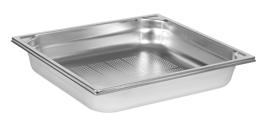 bac gastronorme perforé inox - sans anse - GN 2/3 profondeur 6.5 cm