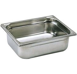 bac gastronorme plein inox - sans anse - GN 1/2 profondeur 4 cm