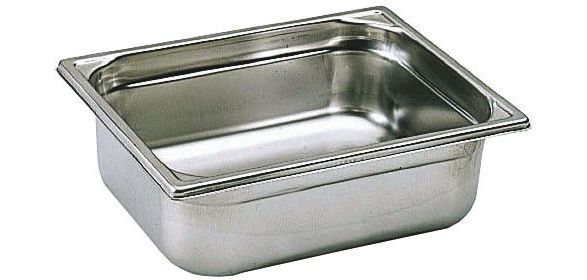 bac gastronorme plein inox - sans anse - GN 1/2 profondeur 5.5 cm