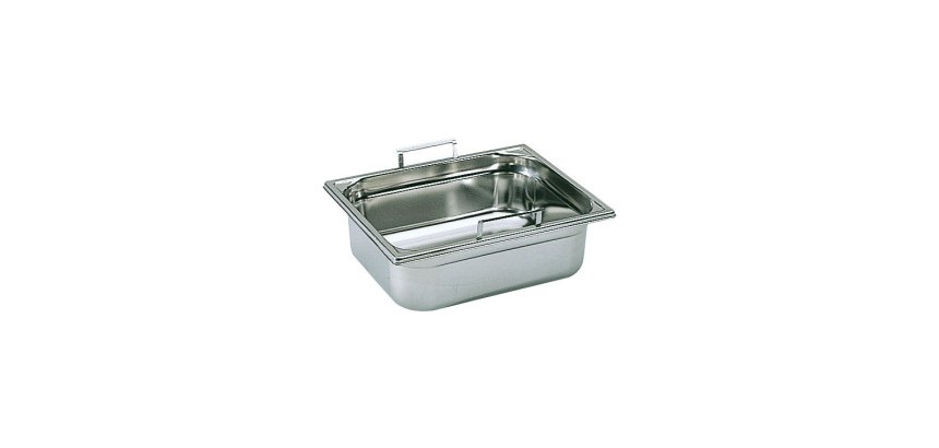 bac gastronorme plein inox - avec anses escamotables - GN 1/2 profondeur 10 cm
