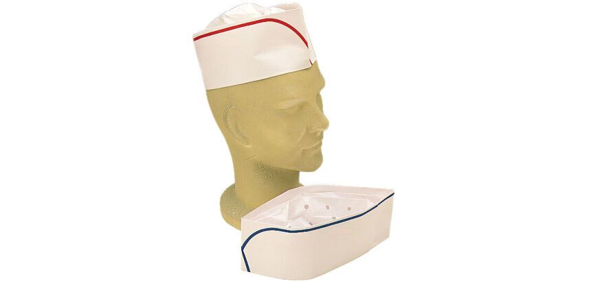 boîte distributrice de 100 calots en papier blanc avec liseré rouge