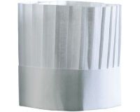 sachet de 10 toques "CHEF" BLANCHES plissées en non-tissé, H 18 cm sans coiffe