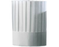 sachet de 10 toques "CHEF" BLANCHES plissées en non-tissé, H 22,5 cm sans coiffe