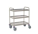 chariot de service - 3 plateaux 80x50 cm - sans galerie