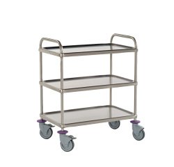 chariot de service - 3 plateaux 80x50 cm - sans galerie