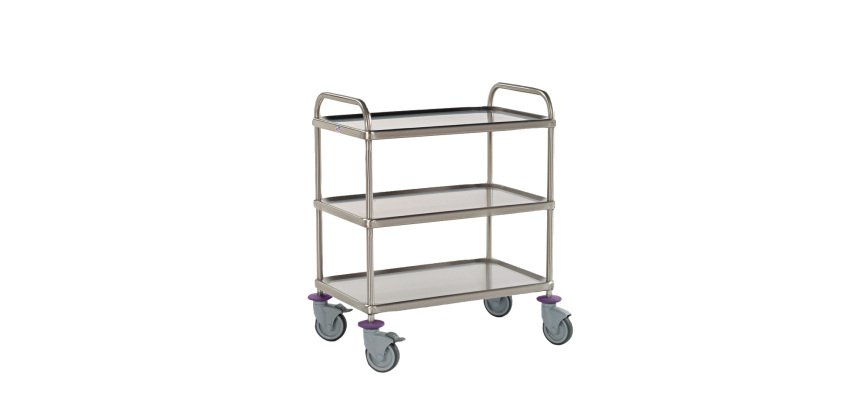 chariot de service - 3 plateaux 90x55 cm - sans galerie