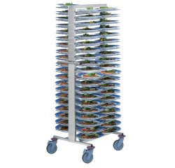 système de stockage d'assiettes garnies - mobile dos à dos 2x14 niveaux