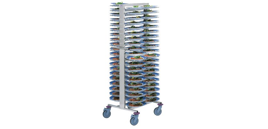 système de stockage d'assiettes garnies - mobile dos à dos 2x14 niveaux