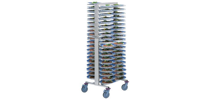 système de stockage d'assiettes garnies - mobile dos à dos 2x14 niveaux