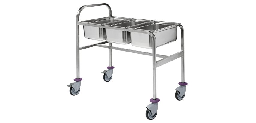 chariot cuvier standard pour 1 GN 2/1 + 1 GN 1/1 ou 3 GN 1/1