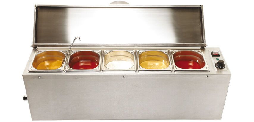 bain-marie à sauces pour 5 bacs GN 1/6