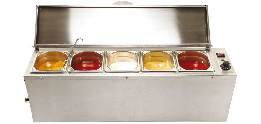 bain-marie à sauces pour 5 bacs GN 1/6