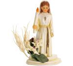 boîte de 1 sujet de communion, avec cierge et épi de blé, fille H10 cm