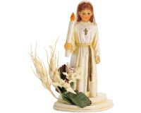 boîte de 1 sujet de communion, avec cierge et épi de blé, fille H10 cm