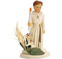 boîte de 1 sujet de communion, avec cierge et épi de blé, garçon H 10 cm