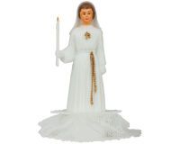 boîte de 24 sujets de communion, avec cierge, fille H12 cm