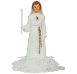boîte de 24 sujets de communion, avec cierge, fille H12 cm
