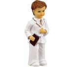 boîte de 4 sujets de communion, avec missel, garçon H 10 cm
