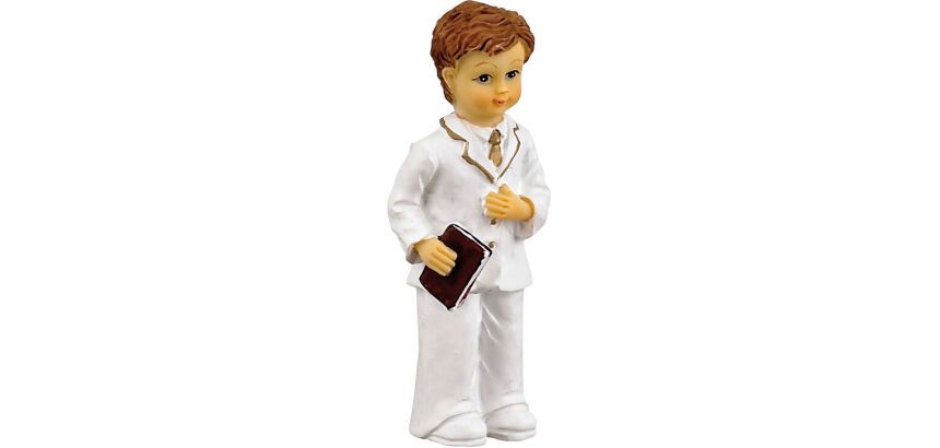 boîte de 4 sujets de communion, avec missel, garçon H 10 cm