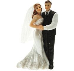 boîte de 2 sujets de mariage ""couple Venise"" H12 cm