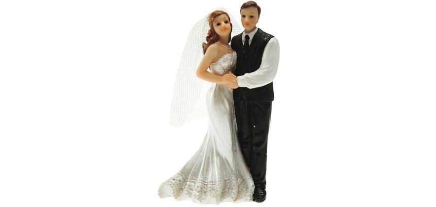 boîte de 2 sujets de mariage ""couple Venise"" H12 cm