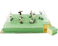décor football en kit pour entremets, 6 joueurs + arbitre + 2 buts