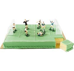 décor football en kit pour entremets, 6 joueurs + arbitre + 2 buts