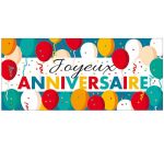boîte de 24 décors en pain azyme rectangulaire ""Joyeux Anniversaire"" 90x40 mm