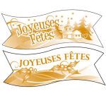 boîte de 24 décors en pain azyme banderole ""Joyeuses fêtes"" 2 modèles assortis 94x30 mm