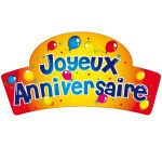 boîte de 24 décors en pain azyme banderole ""Joyeux Anniversaire"" 90x47 mm
