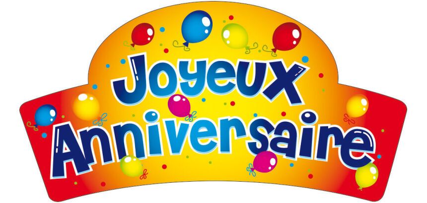 boîte de 24 décors en pain azyme banderole ""Joyeux Anniversaire"" 90x47 mm