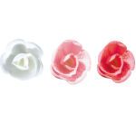 boîte de 60 décors en pain azyme, mini-roses cristallisées assorties rouges, roses, blanches ø 30 mm