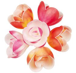 boîte de 72 décors en pain azyme, fleurs azyme pastel ø 40 mm
