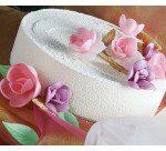 sachet de 500 décors en pain azyme,  feuilles de rose vert clair 38 mm