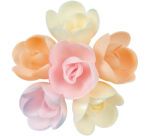 boîte de 72 décors en pain azyme, roses pastel assorties ø 40 mm