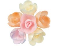 boîte de 72 décors en pain azyme, roses pastel assorties ø 40 mm