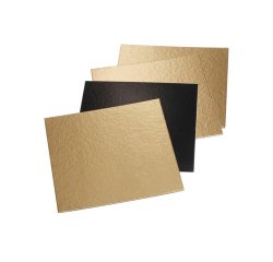 paquet de 100 carrés à gâteau en carton réversibles métallisés or et noir 160 mm