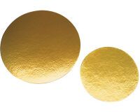 paquet de 100 ronds à gâteau en carton avec 1 face métallisée or ø 220 mm