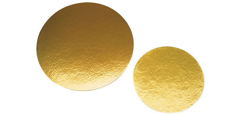 paquet de 100 ronds à gâteau en carton avec 1 face métallisée or ø 180 mm