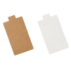 boîte de 200 mini-cartons réversibles kraft/blanc avec languette rectangle 95 x 56 mm