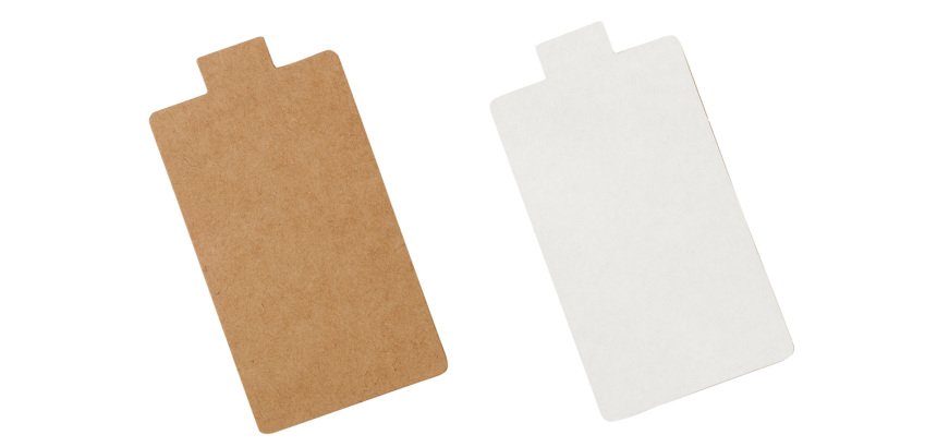 boîte de 200 mini-cartons réversibles kraft/blanc avec languette rectangle 95 x 56 mm